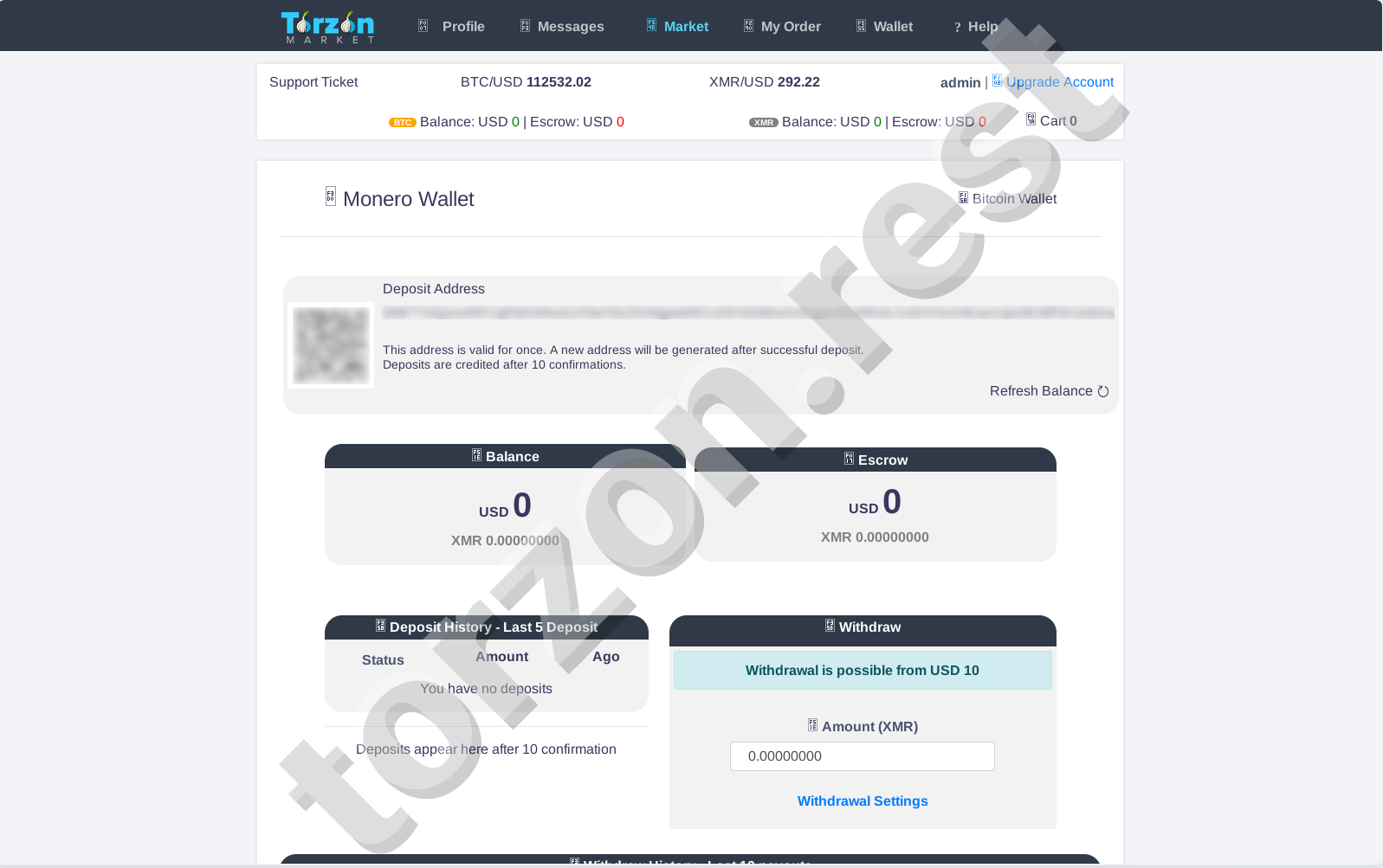 Torzon Market Monero Wallet